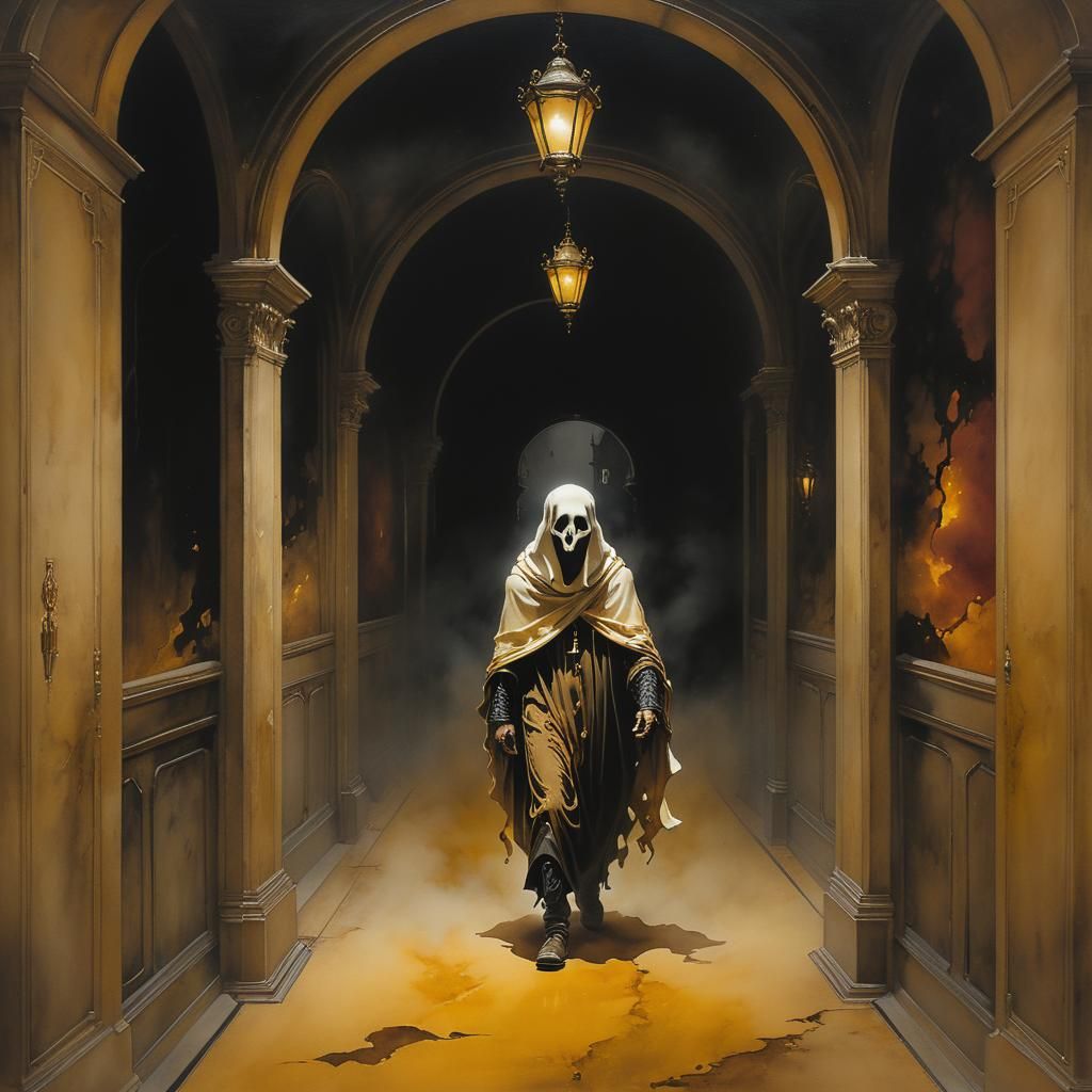 Une silhouette inquiétante dans la lumière pâle du couloir d...