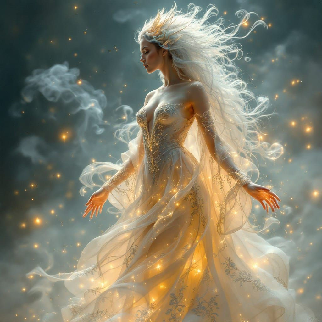 Mystical Woman Transforms into Ethereal Spirit Animal