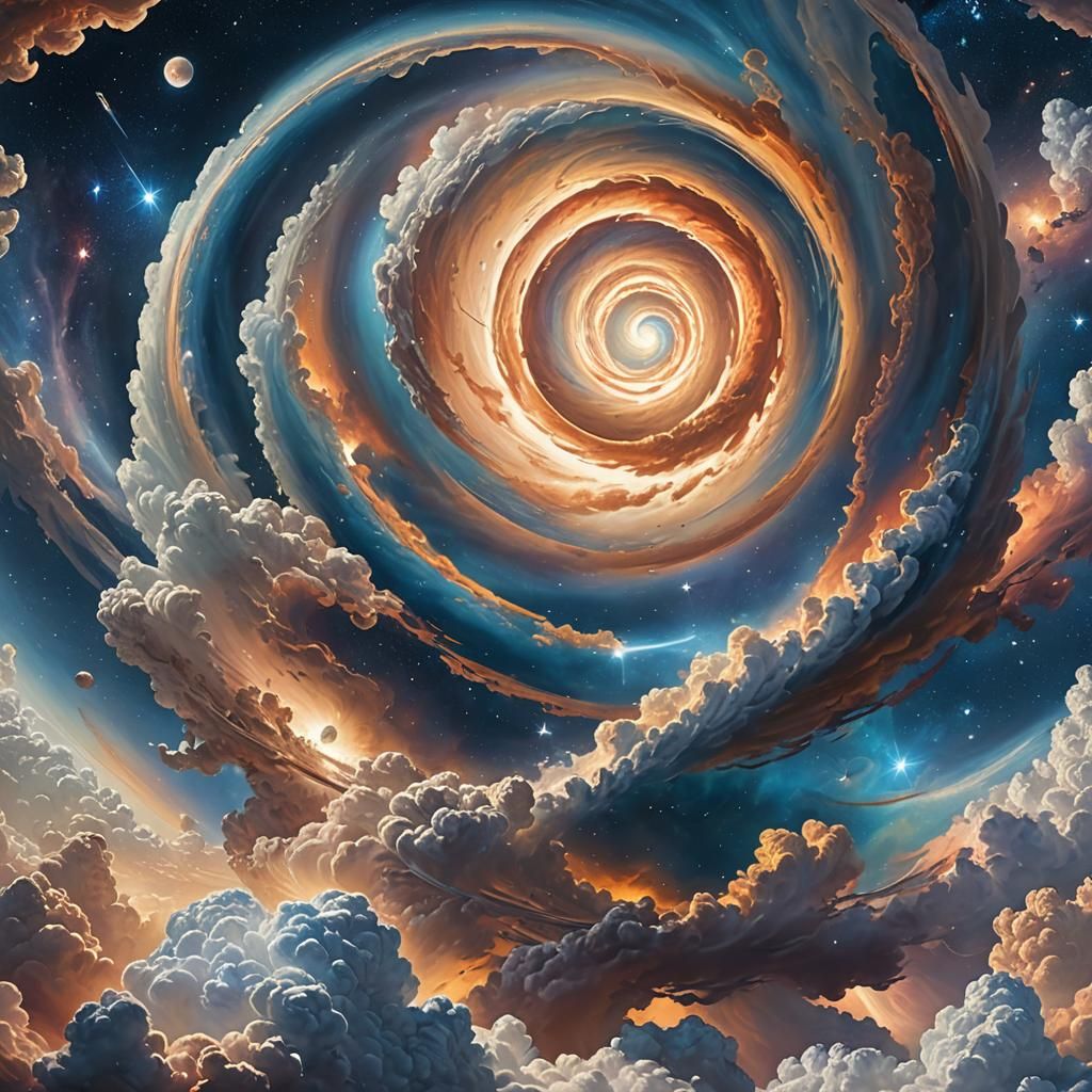 Spiral Cloud to Space: Digital Art in 4K