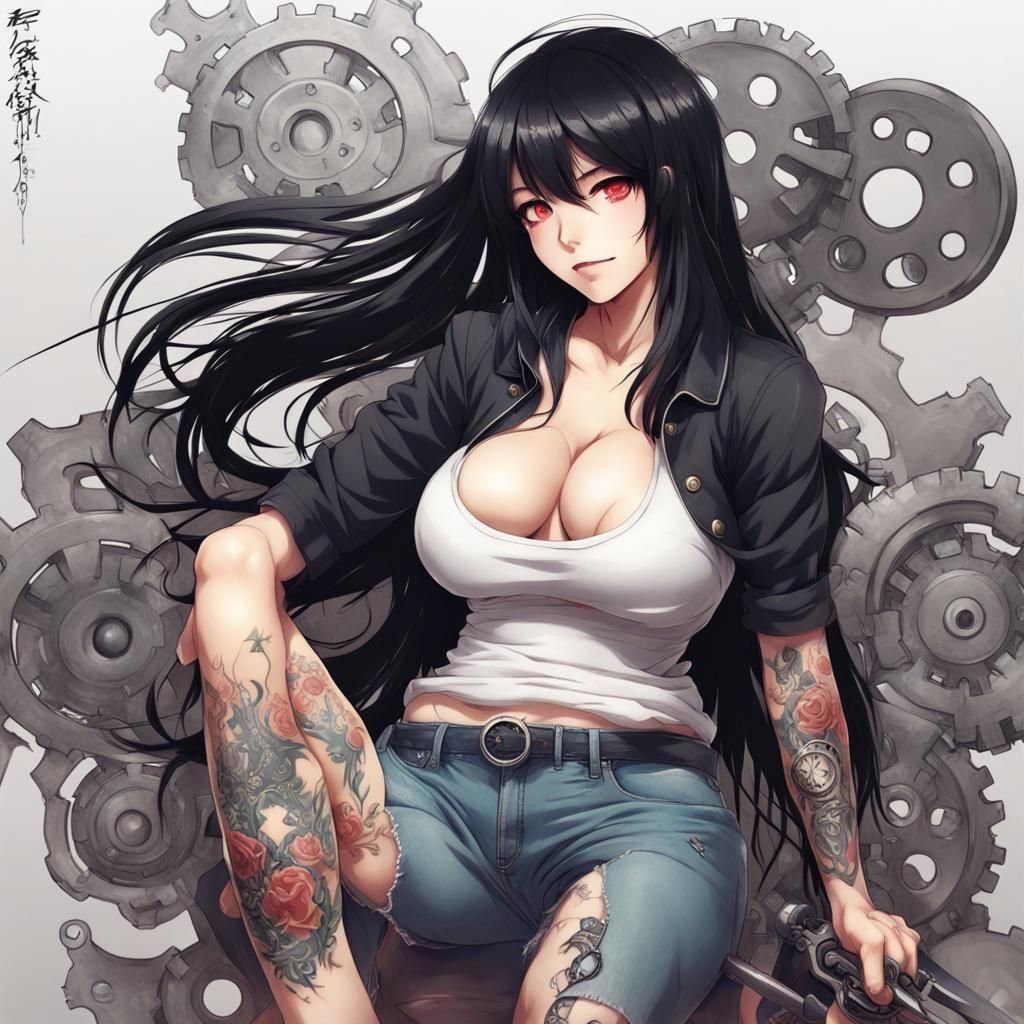 Anime Style Asian Woman with Wrench