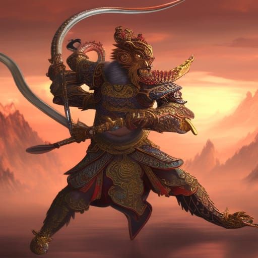 Sun Wukong Battles Sea Dragon in Chinese Mythology
