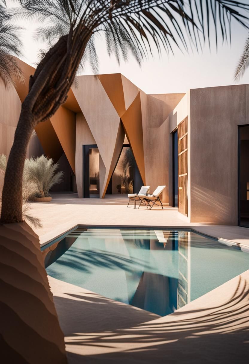 Modern Moroccan House in Desert Landscape