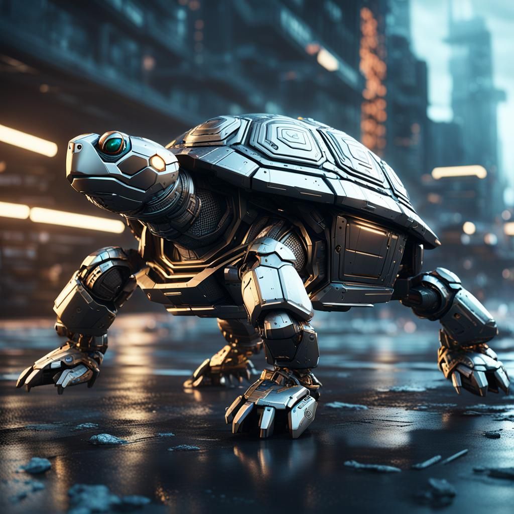 Futuristic Sci-Fi Turtle with Intricate Mech Details