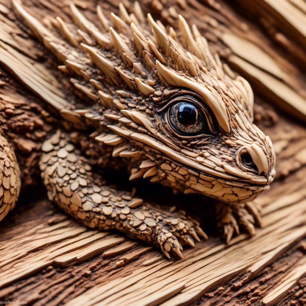 Ornate Wood Dragon Hatchling Microportrait