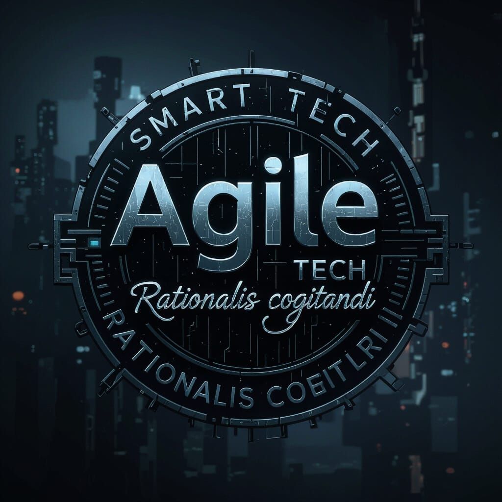Futuristic Tech Logo with Agile Slogan in Cyberpunk Style