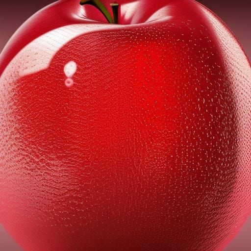 Abstract Red Apple with Shadows in 8K