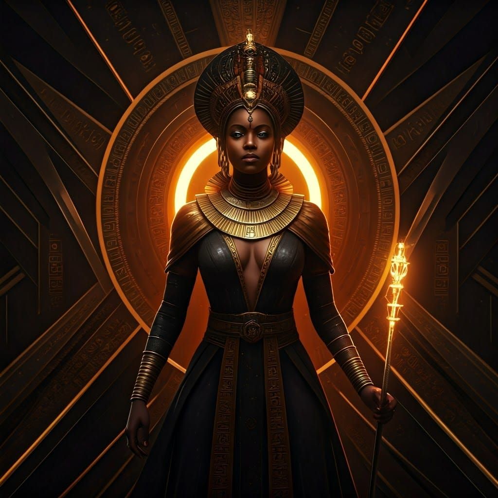 Regal Woman with Crown and Scepter in High Fantasy Style