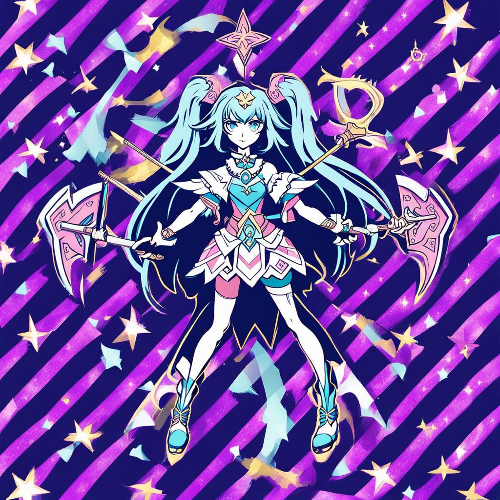 Axe-Wielding Magical Girl Full Body Image