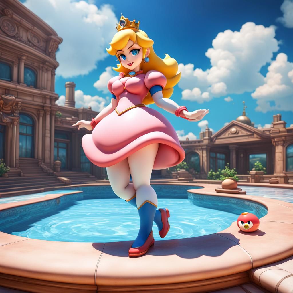 Princess Peach Poolside in Megaman Art Style