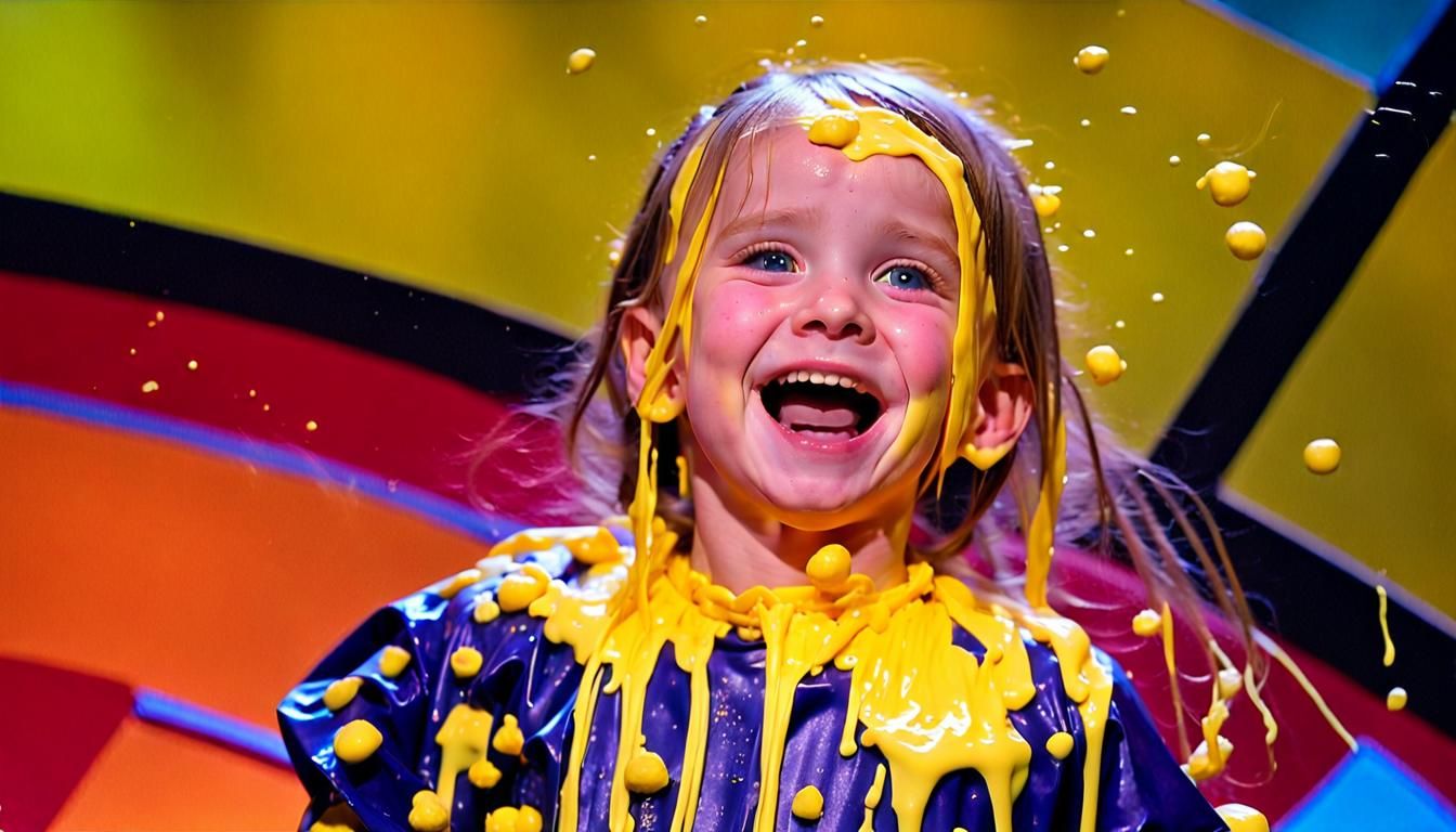 Girl has fun on a kids' gameshow