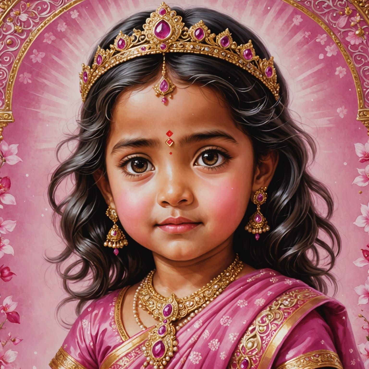 Cute Anime Baby Goddess in Close-Up, Radiating Innocence and...