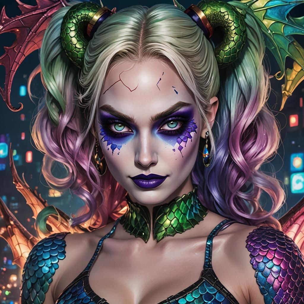 Prismatic Enchantress: Harley Quinn in Digital Art