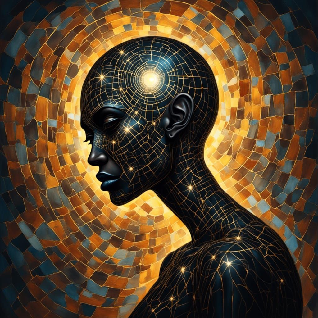 Surreal Portrait of a Black Woman with Ancient Sigil