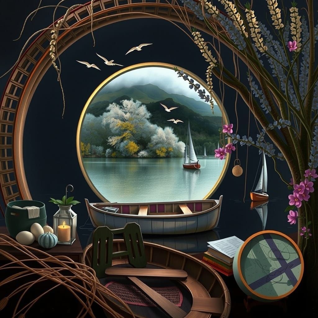 Golden Hour Lake Scene in Vibrant Colors