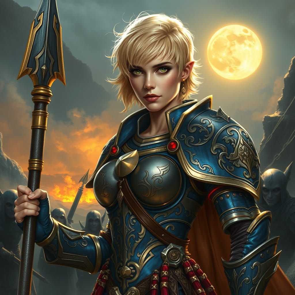 Ethereal Warrior Goddess in Lunar Armor