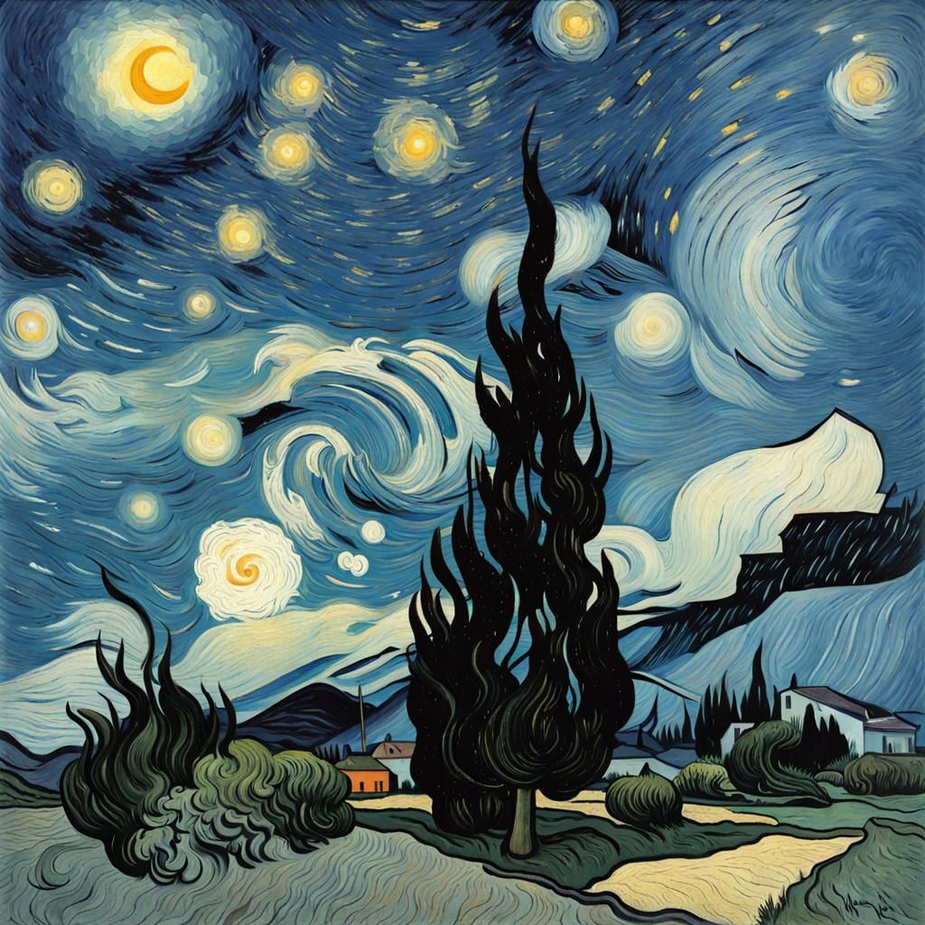 Van Gogh Style Milky Way Nightscape