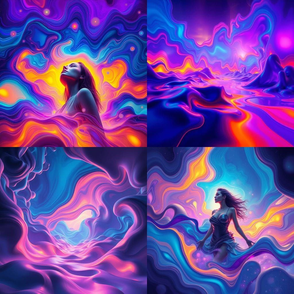 Abstract Dreamscape of Flowing Organic Shapes
