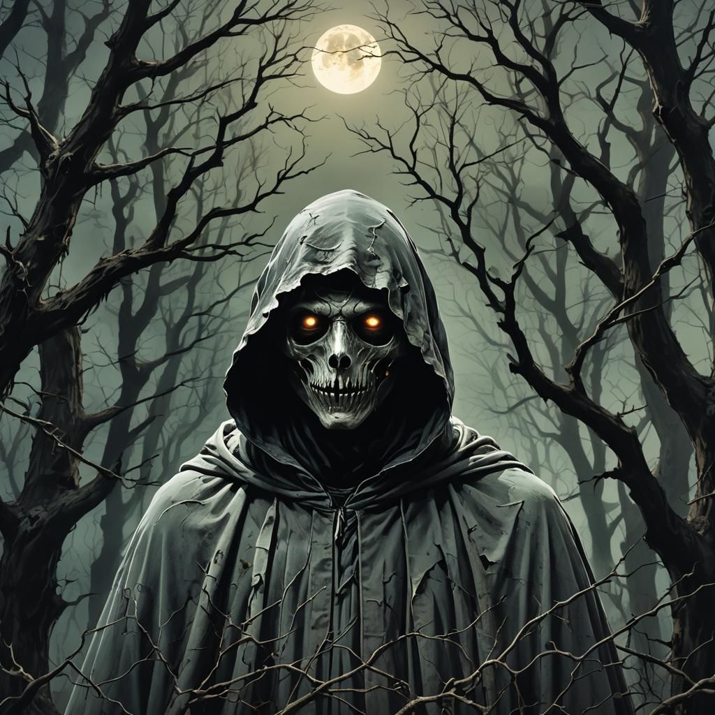 Creepy Ghost in Spooky Forest: Dark Fantasy Art