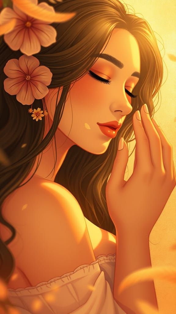 Affectionate Embrace of Zahia in Illustrative Style