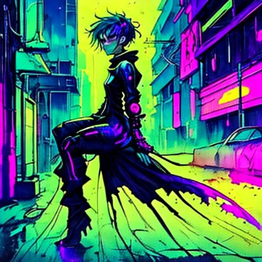 Surreal Cyberpunk Astronaut in Neon Cityscape