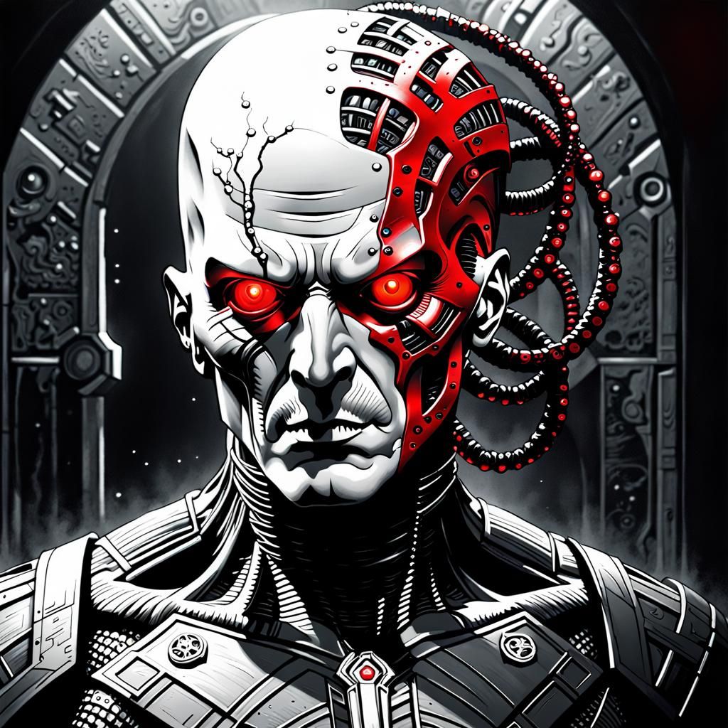 Hyperrealistic Star Trek Borg in Gothic Cyberpunk Art