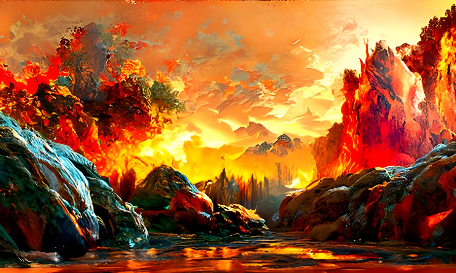 Infernal Depths: A Lake of Fire Landscape