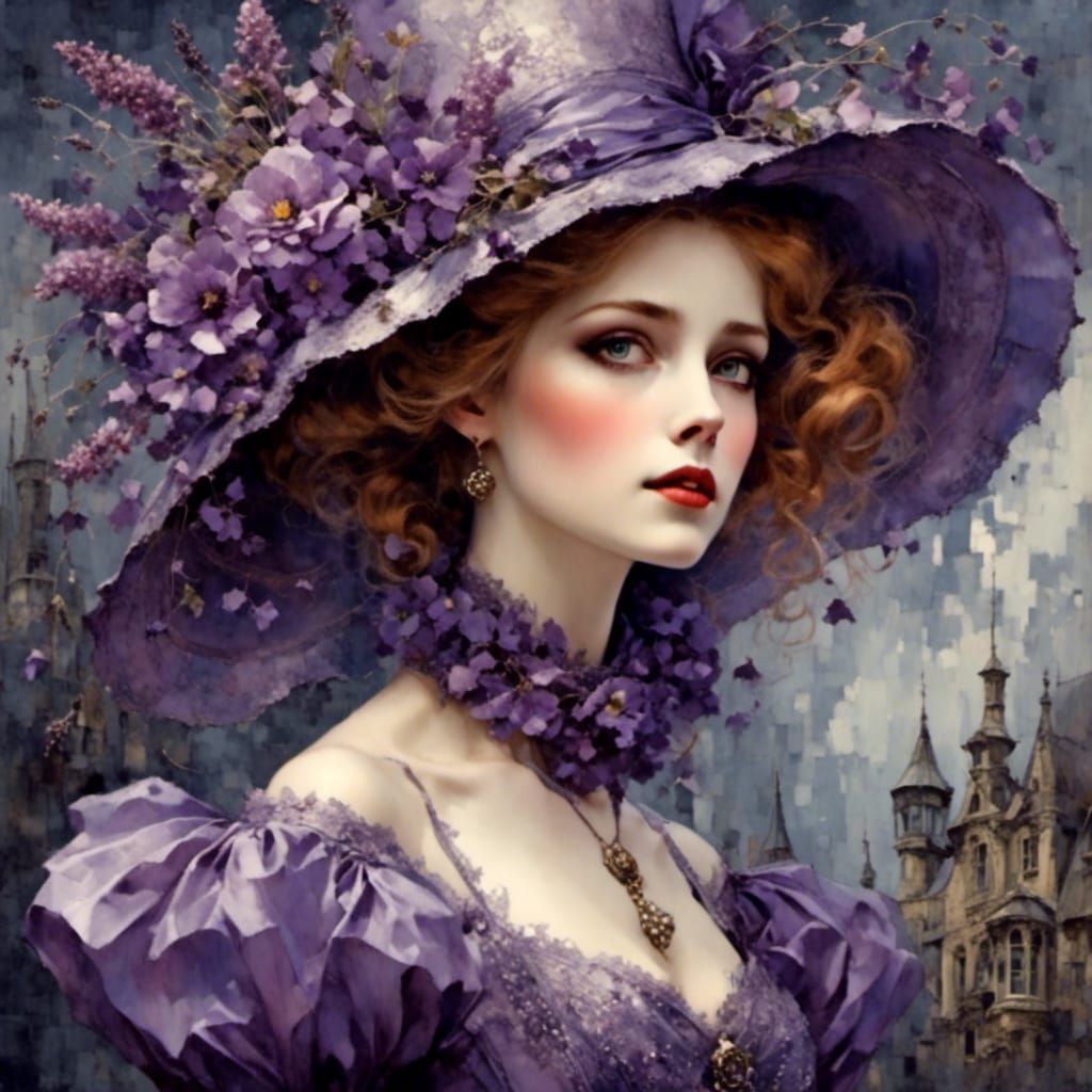 Lavender Victorian Lady with Celestial Whimsy