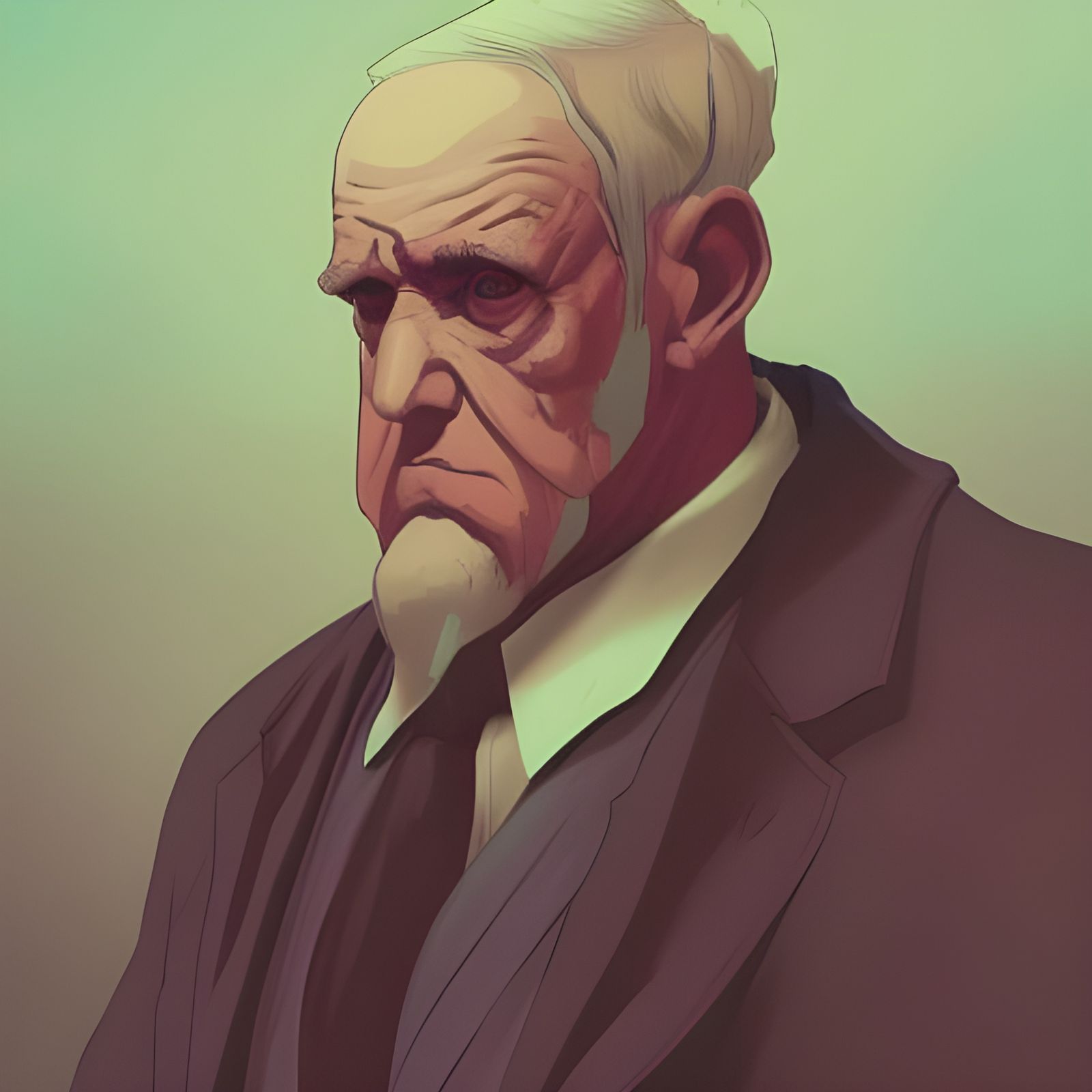 Sad Old Man at Funeral: Comic Book Art