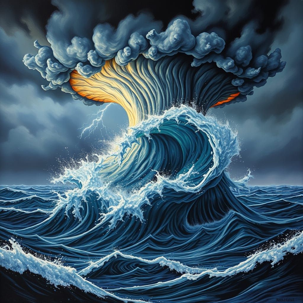 Turbulent Waterspout in Dramatic Lighting