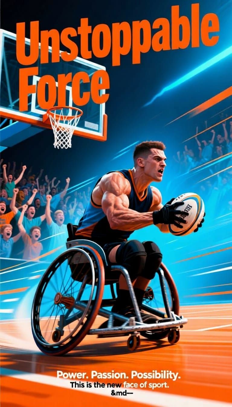 Wheelchair Rugby Player Charging Forward - Unstoppable Force...