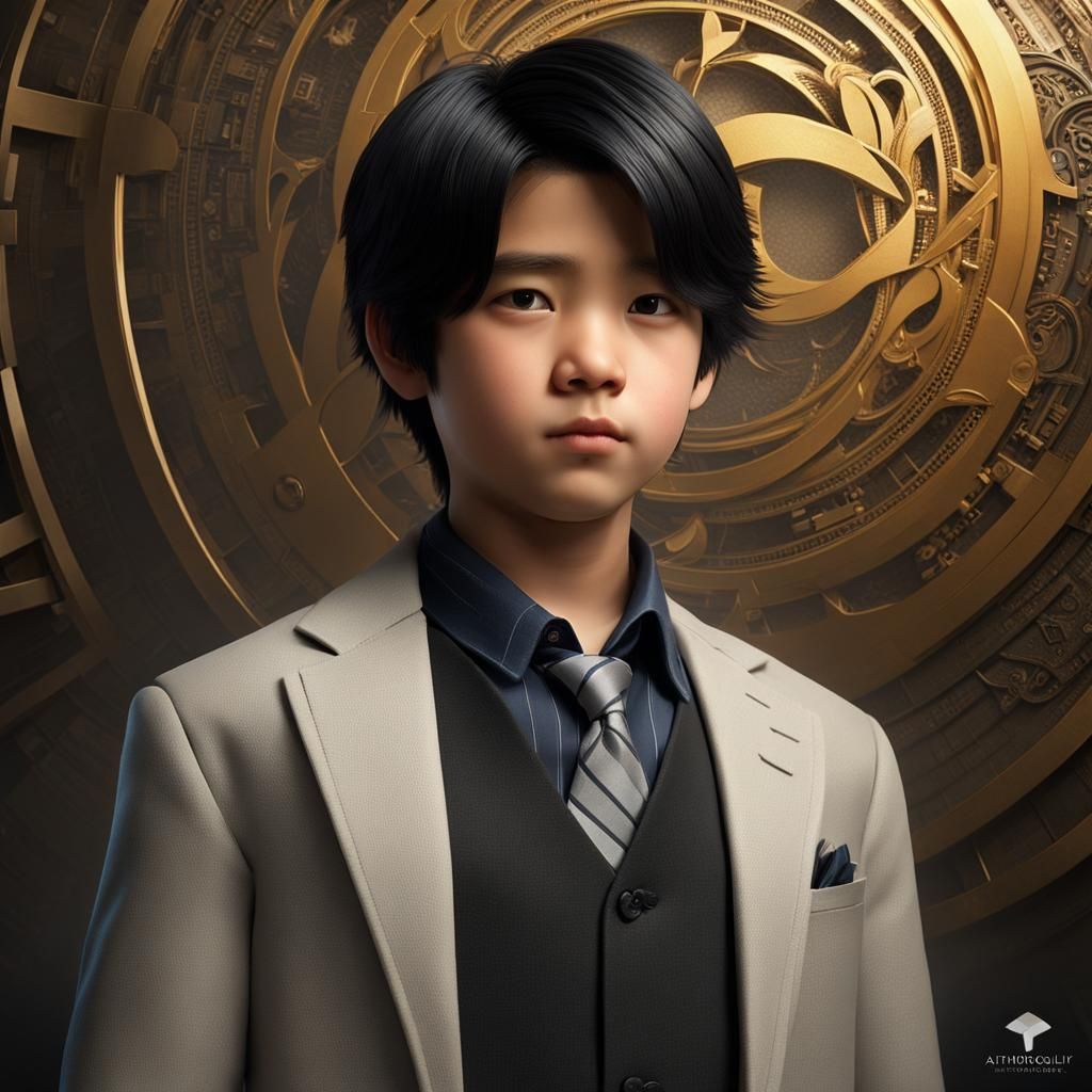 Detailed Portrait: Chubby Boy in Suit, Hyperdetailed Art