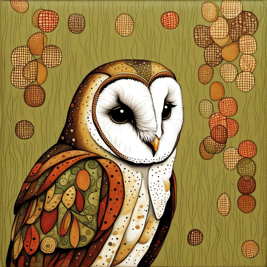 Barn Owl in Earth Tones, Fauvist Painting