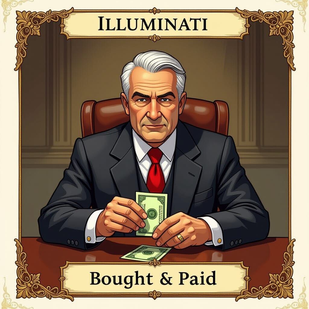Corrupt Politician Accepting Bribe in Game Art