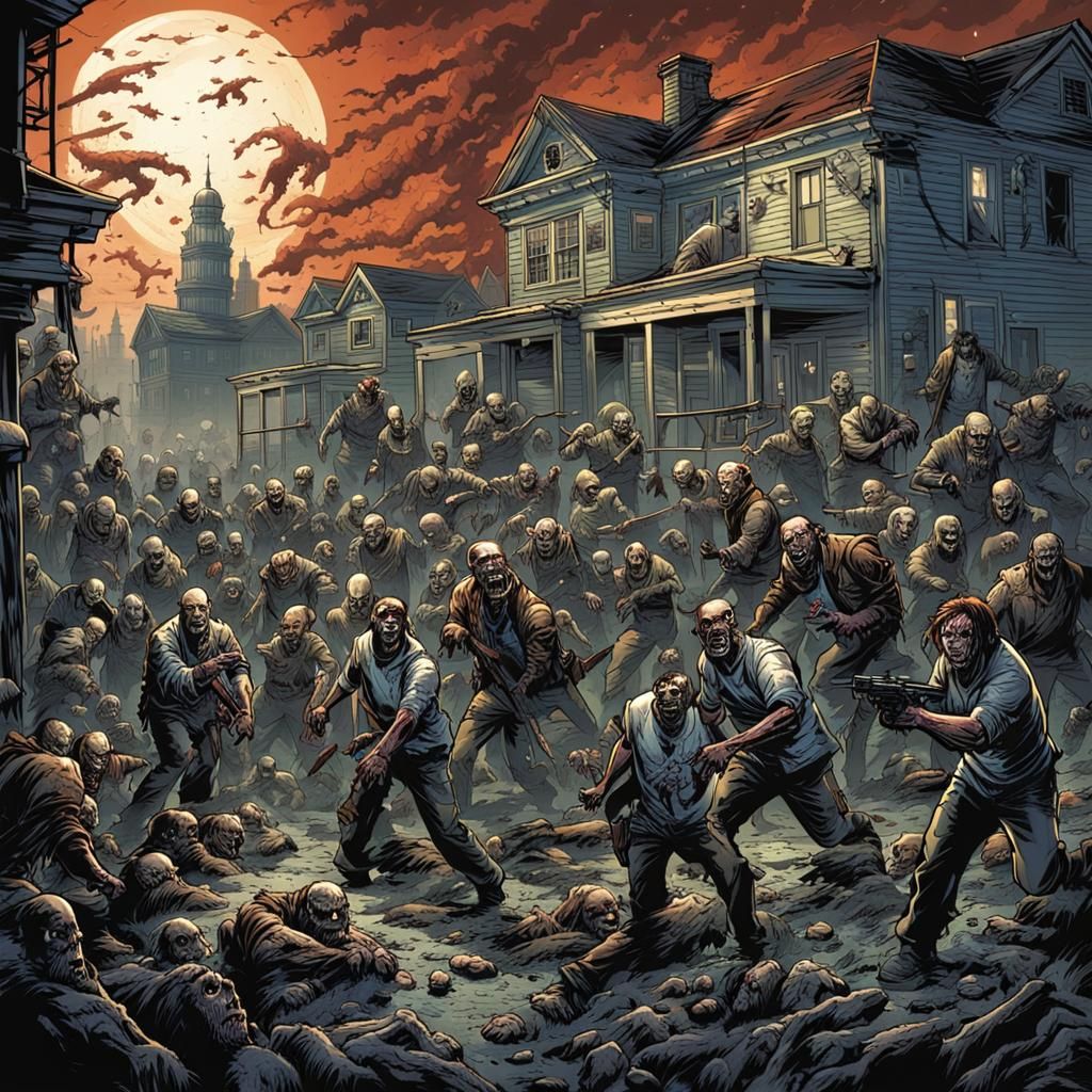 Zombie Apocalypse in Comic Book Art Style