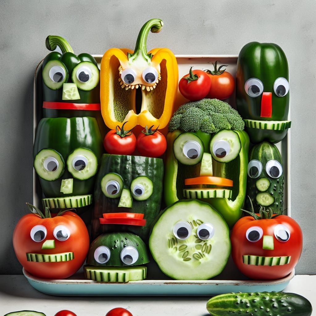 Vegetable Faces: Playful Food Art with Googly Eyes