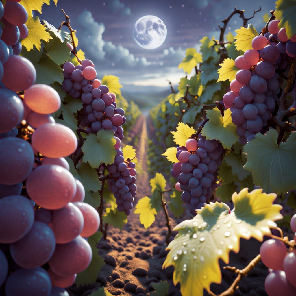 Colossal Grape Landscape in Dreamlike Unreal Engine Style