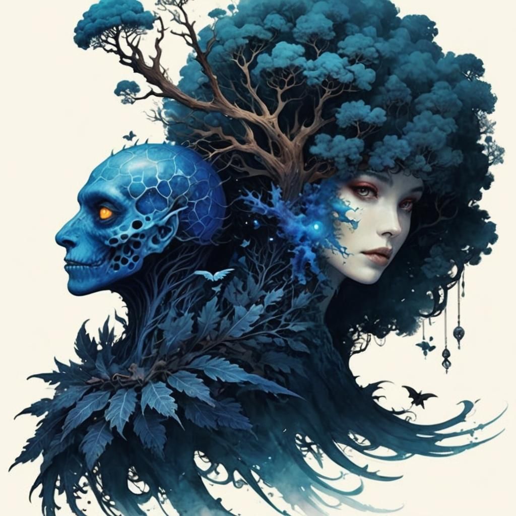 Fractal Halloween Landscape in Ink Style