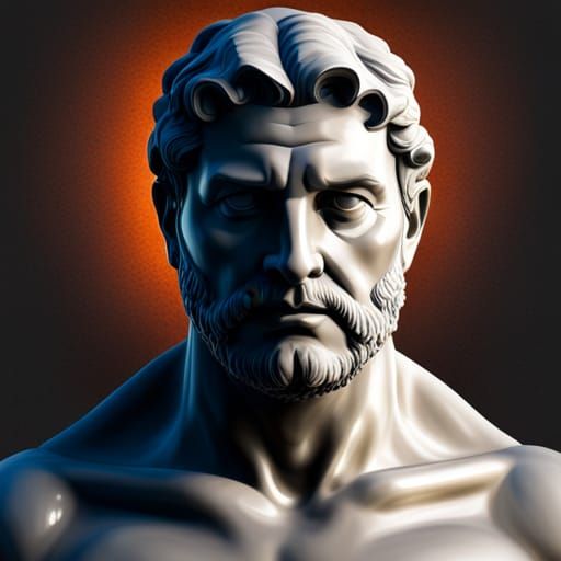 Grey Stoic Olympic Statue in Splash Art Style