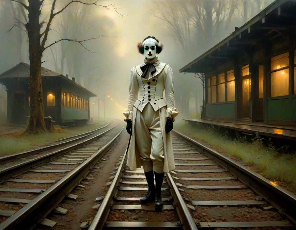 Ethereal Forest Scene in a Distressed Artistic Style