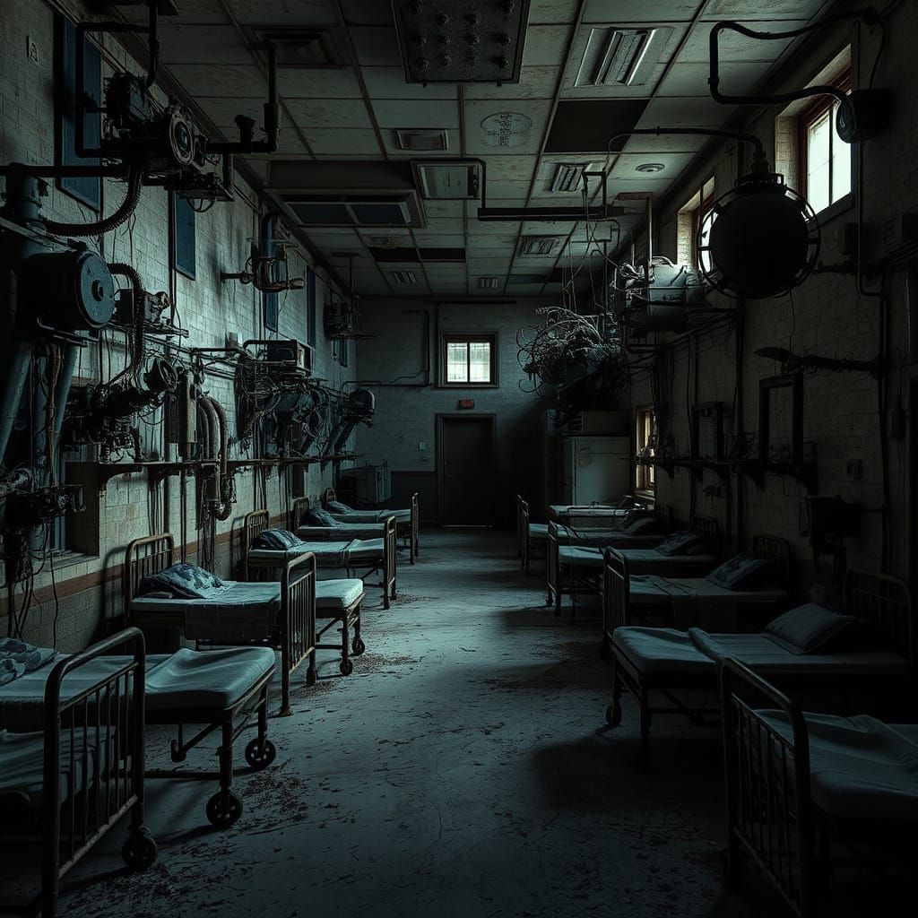 Biomechanical Abandoned Asylum in Dark Industrial Aesthetic