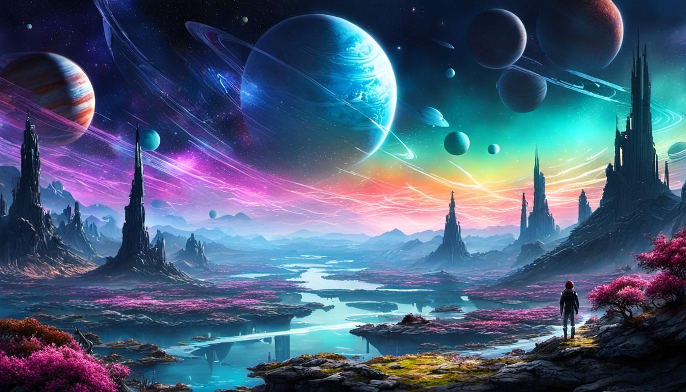 Ethereal Forest Glade with Alien Flowers in Watercolor Style