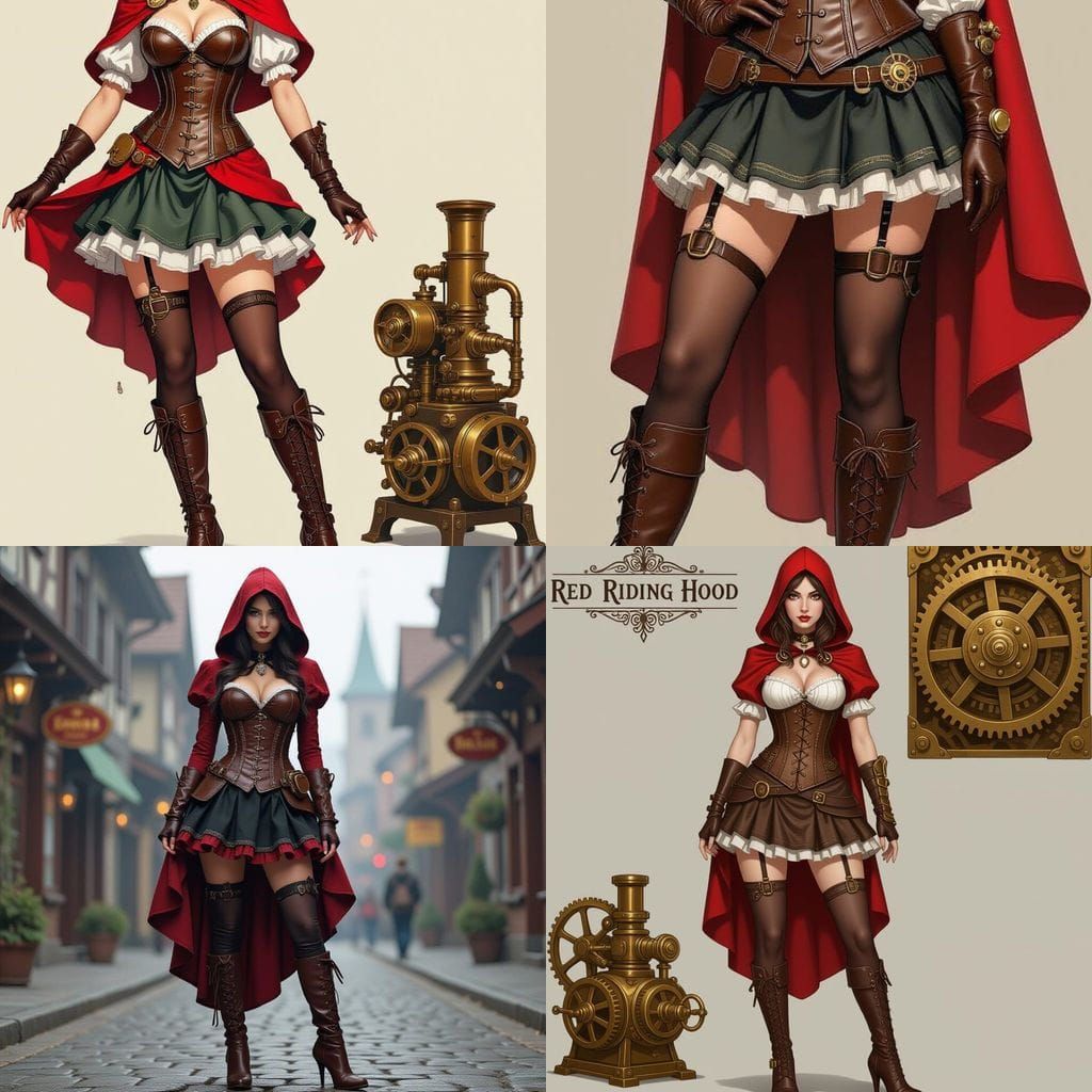 Steampunk Red Riding Hood in Victorian Attire