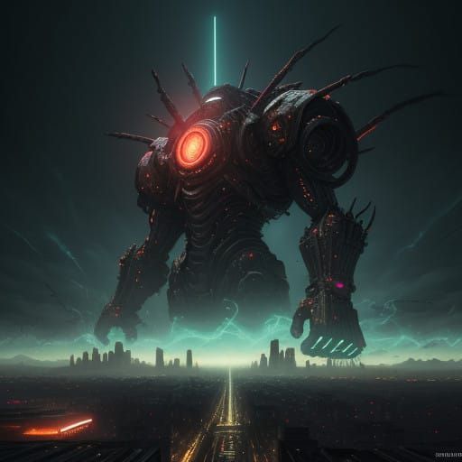 Cyberpunk Apocalypse in Neon-Hued Ruin