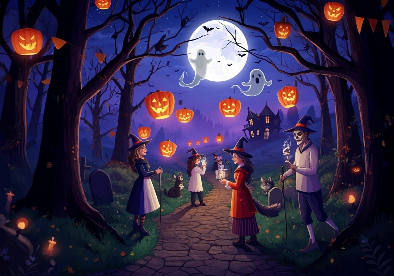 Enchanting Halloween Celebration in Haunted Forest
