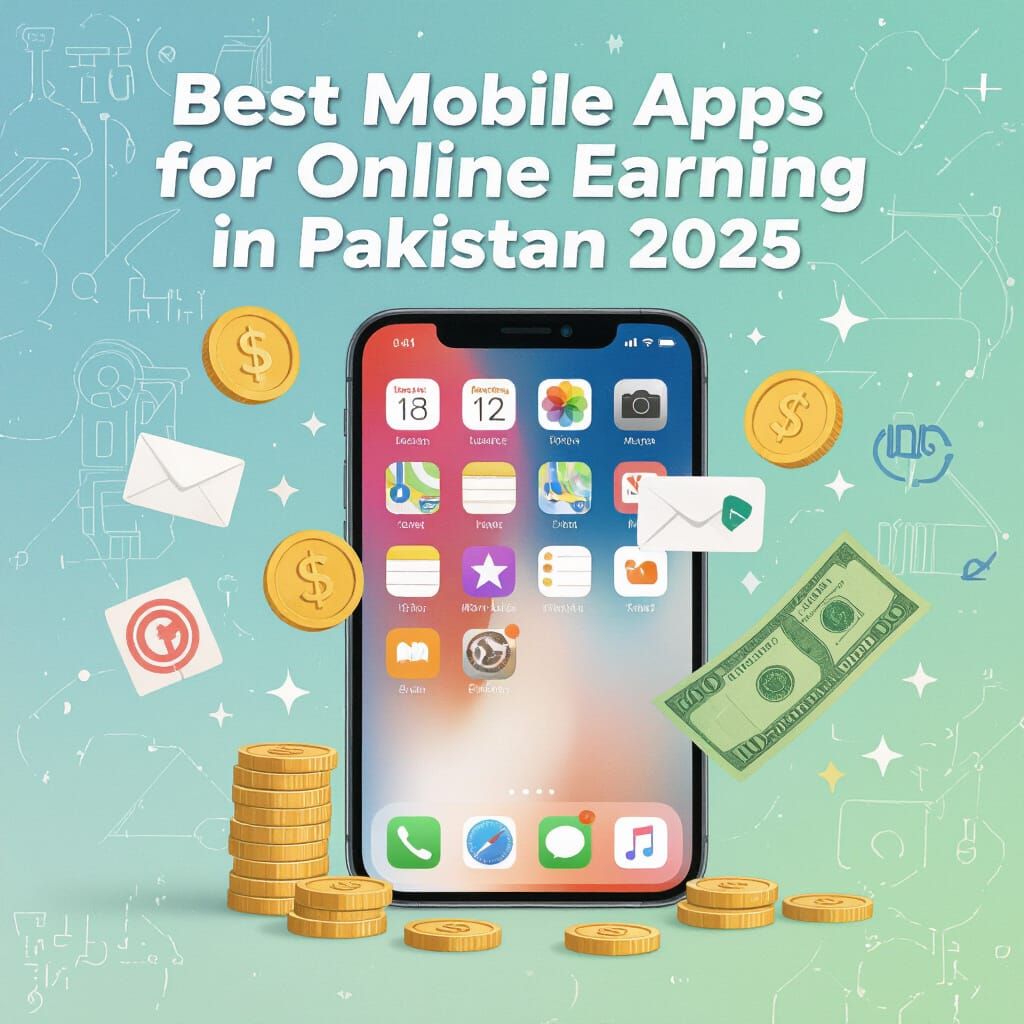 Modern Smartphone with Earning Apps and Finance Icons