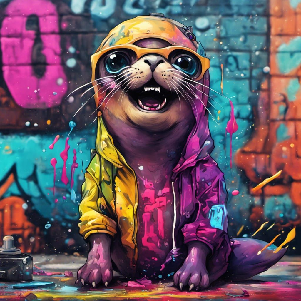 cute little cyberpunk sea lion