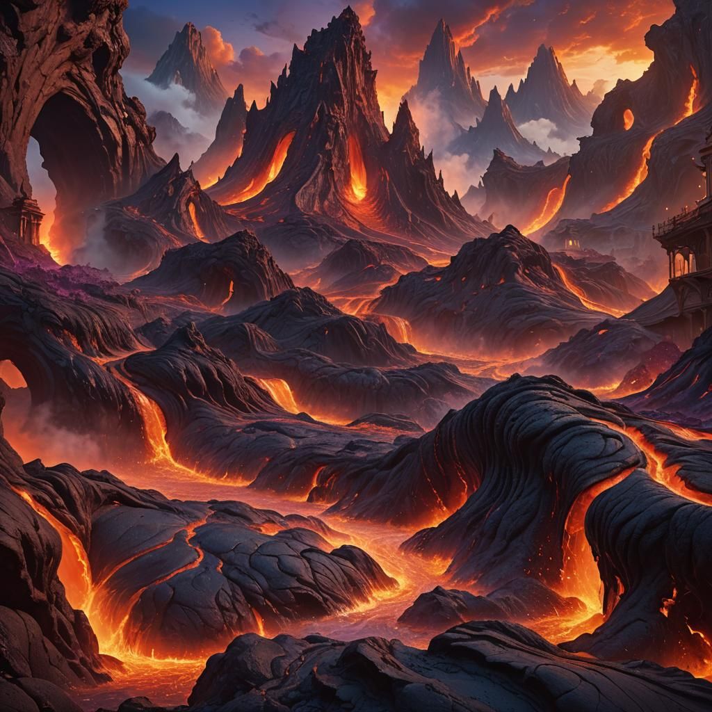 Lava Wave Crashes Through Fantasy Theme Park