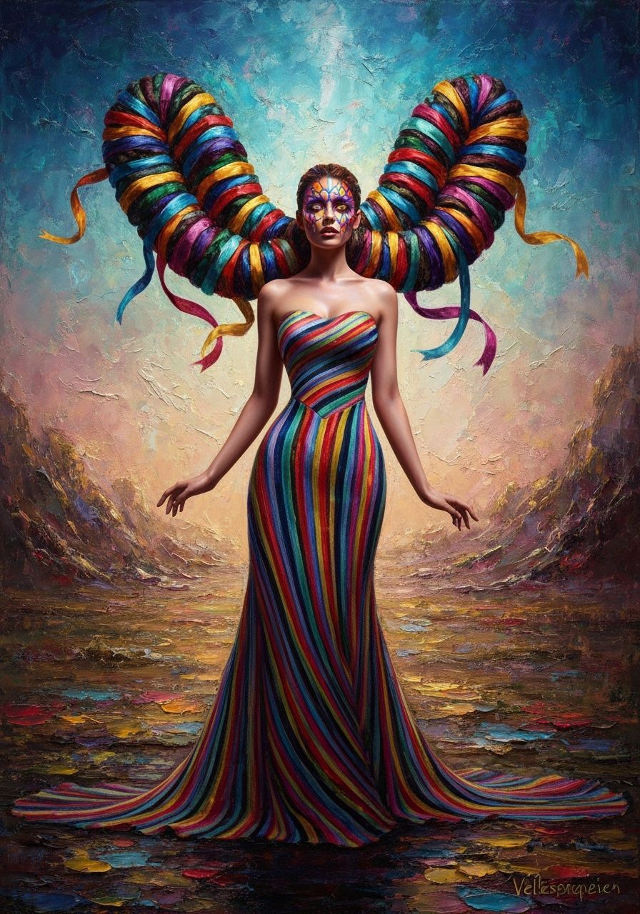 Goddess in Surreal Landscape as Velazquez-Inspired Oil Paint...