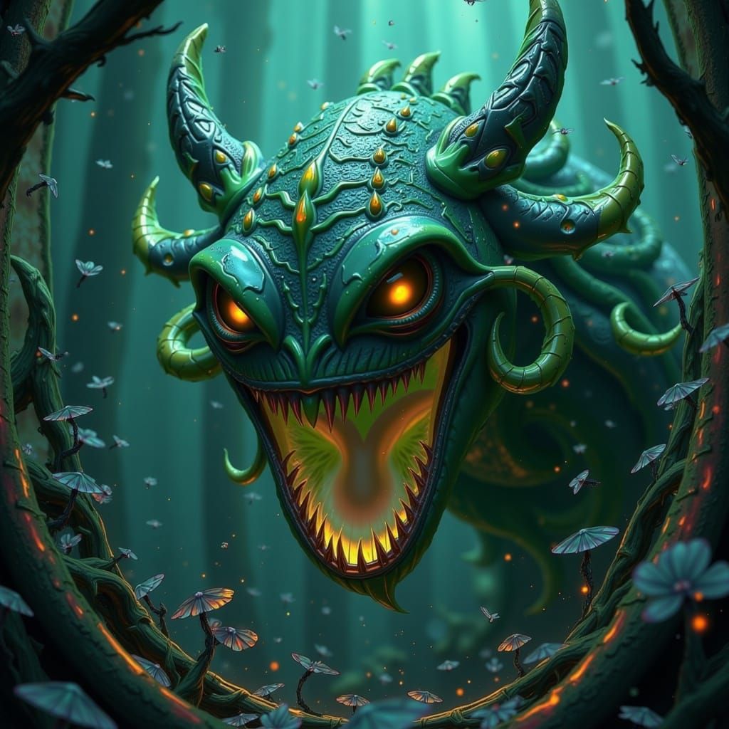 Biomechanical Swamp Beast Erupts from Acidic Mire