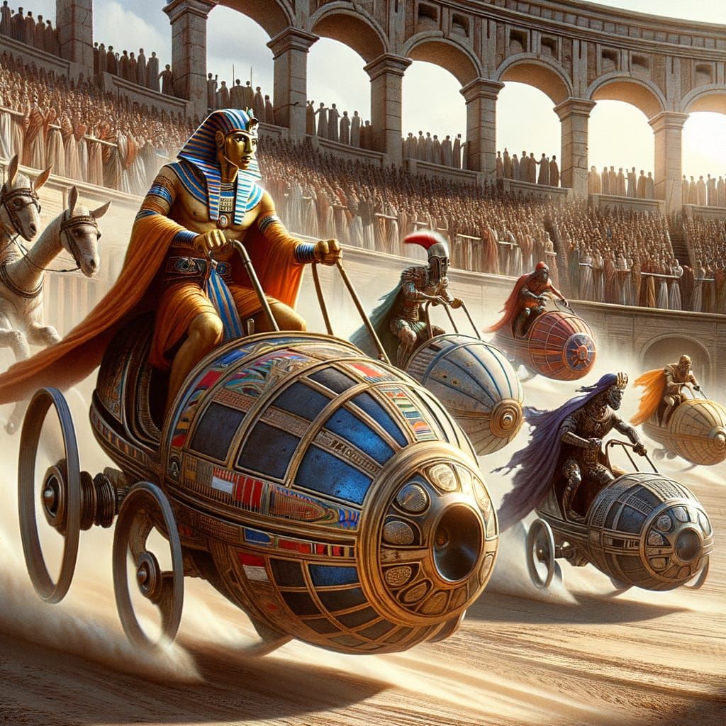 Pharaoh Leads Pod Race in Ancient Circus Maximus